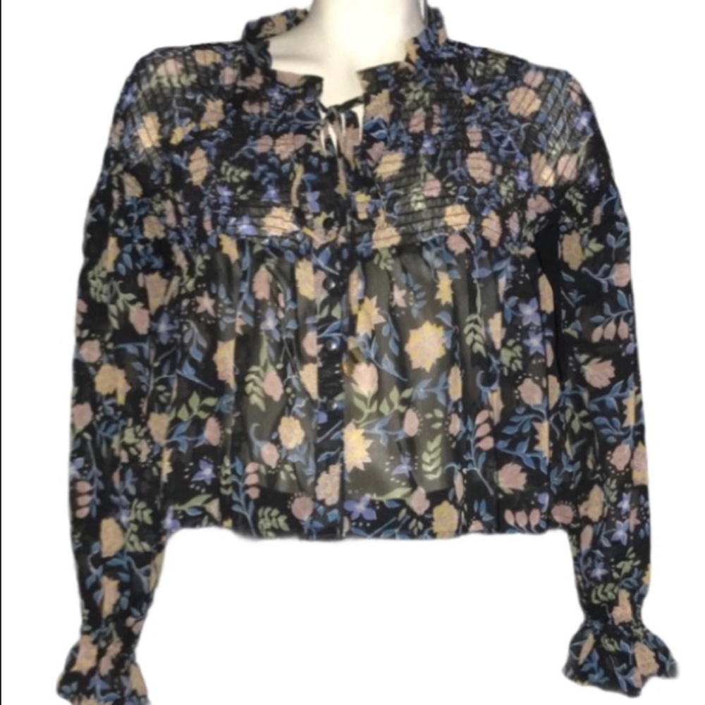 True Destiny Floral Short Smock Crop Top